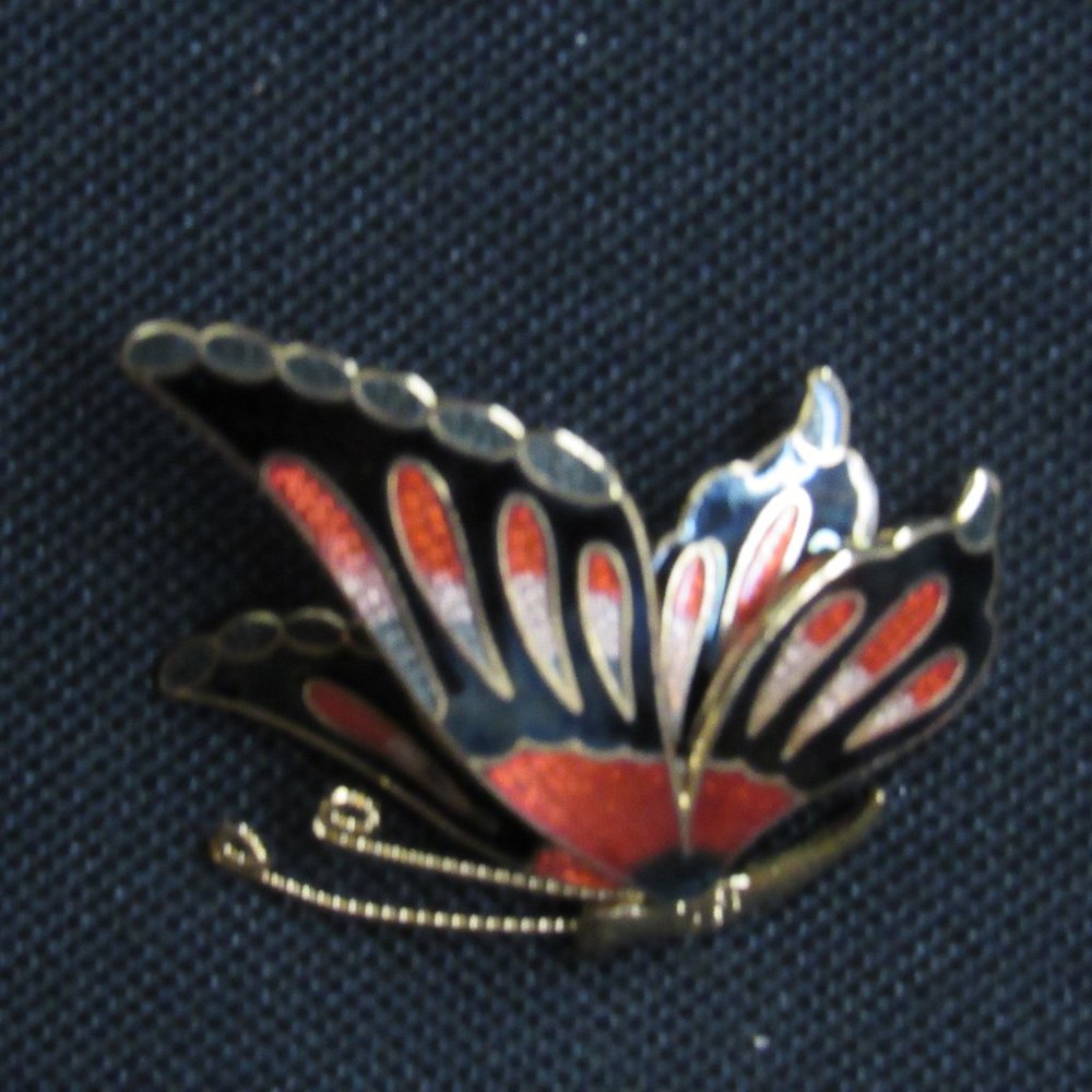 Ladies Enameled Pin / Black and Red